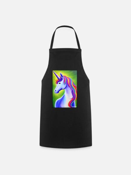 Einhorn Regenbogen Magie Märchen Fabeltier - Kochschürze - Schwarz