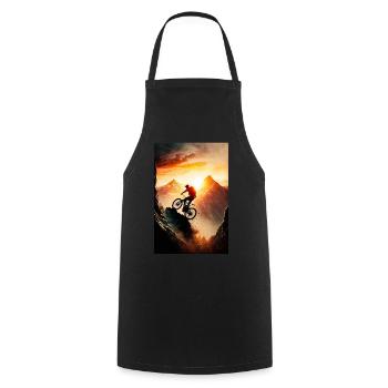 Mountain Sports Mountain Bike Downhill Graphics - Cooking Apron - black - Front - AI Model Male 185 dark (185cm)