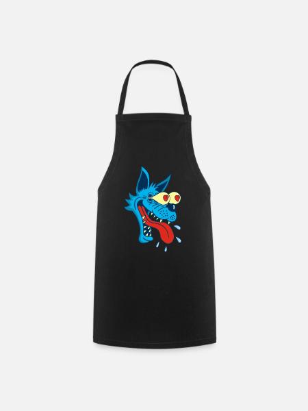 Blauer Wolf verliebt - Kochschürze - Schwarz