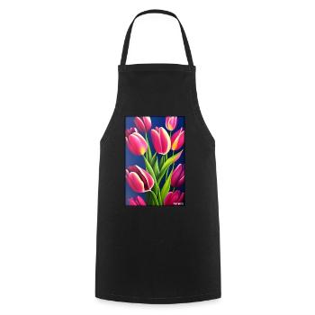 Tulip Lily Family Flower Spring Meadow Green - Tablier de cuisine - noir - Devant - AI Model Male 185 dark (185cm)
