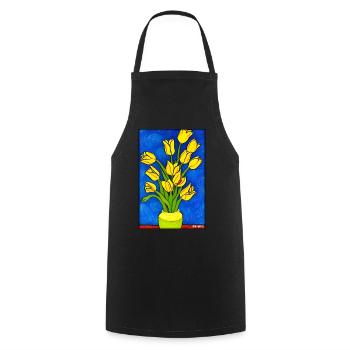 Tulip Lily Family Flower Spring Meadow Green - Cooking Apron - black - Front - AI Model Male 185 dark (185cm)