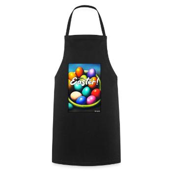 Happy Easter - Easter Egg Easter Easter Colorful Eggs - Cooking Apron - black - Front - AI Model Male 185 dark (185cm)