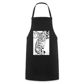 Cadeau de la chemise noire et blanche pour chat - Tablier de cuisine - noir - Devant - AI Model Male 185 dark (185cm)