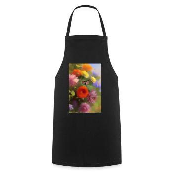 Flowers and butterfly - Cooking Apron - black - Front - AI Model Male 185 dark (185cm)