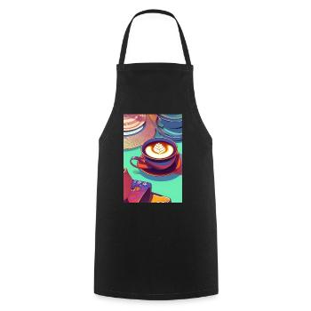 Coffee, coffee beans - Cooking Apron - black - Front - AI Model Male 185 dark (185cm)