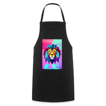 Leo Polygon Arc-en-ciel coloré sauvage Faune sauvage - Tablier de cuisine - noir - Devant - AI Model Male 185 dark (185cm)