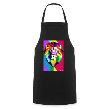Leo Polygon Arc-en-ciel coloré sauvage Faune sauvage - Tablier de cuisine - noir - Devant - AI Model Male 185 dark (185cm)