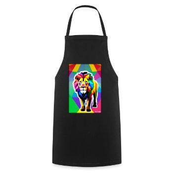 Leo Polygon Arc-en-ciel coloré sauvage Faune sauvage - Tablier de cuisine - noir - Devant - AI Model Male 185 dark (185cm)