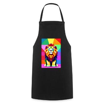 Leo Polygon Arc-en-ciel coloré sauvage Faune sauvage - Tablier de cuisine - noir - Devant - AI Model Male 185 dark (185cm)