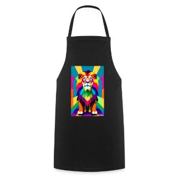 Leo Polygon Arc-en-ciel coloré sauvage Faune sauvage - Tablier de cuisine - noir - Devant - AI Model Male 185 dark (185cm)