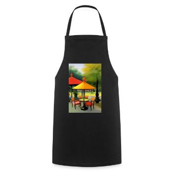 Outdoor Asian Cafe - Cooking Apron - black - Front - AI Model Male 185 dark (185cm)