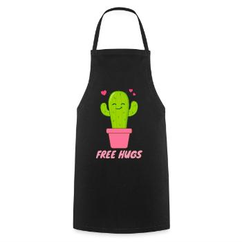 Câlins gratuits - Cœurs de cactus mignons - Tablier de cuisine - noir - Devant - AI Model Male 185 dark (185cm)