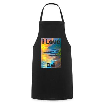 I love Bali - Cooking Apron - black - Front - AI Model Male 185 dark (185cm)