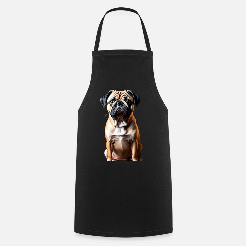 Mops-Hund-Thema - Kochschürze - Schwarz