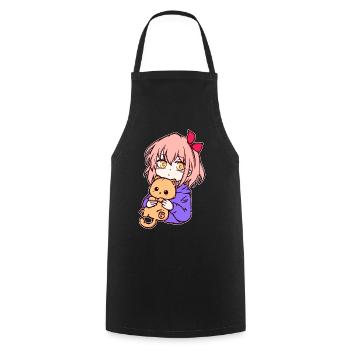 Anime Girl Manga Cartoon Comic Mangastyle - Cooking Apron - black - Front - AI Model Male 185 dark (185cm)