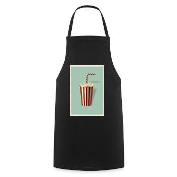 Milkshake Softdrink im Retro Style - Kochschürze - Schwarz - Vorne - AI Model Male 185 dark (185cm)