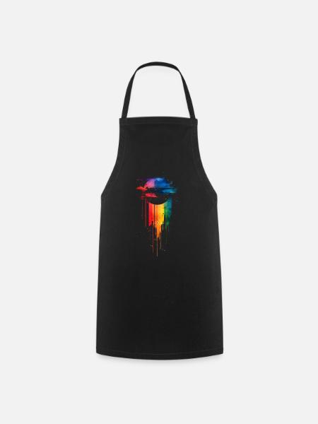 Subtil et cool Dripping Pride drapeau arc en ciel Design - Tablier de cuisine - noir