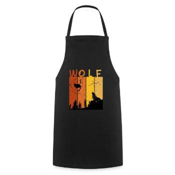 Loup rétro - Tablier de cuisine - noir - Devant - AI Model Male 185 dark (185cm)