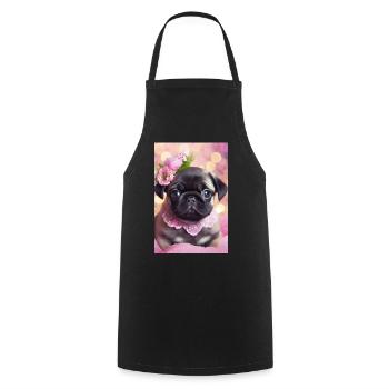 Joli bouledogue avec couronne de fleurs - Tablier de cuisine - noir - Devant - AI Model Male 185 dark (185cm)