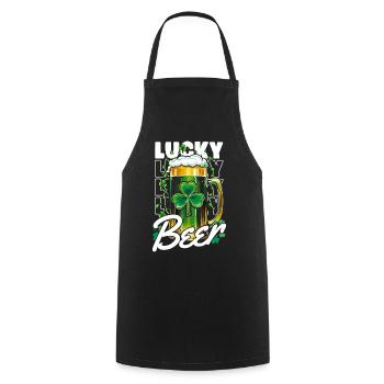 Lucky Beer - St. Patrick's Day - Kochschürze - Schwarz - Vorne - AI Model Male 185 dark (185cm)
