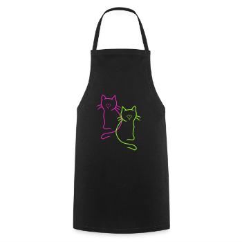 Retro Katzen Herz - Kochschürze - Schwarz - Vorne - AI Model Male 185 dark (185cm)