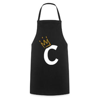 Lettre C - initiale lettre C - Tablier de cuisine - noir - Devant - AI Model Male 185 dark (185cm)