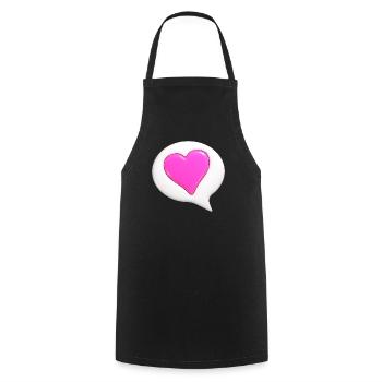 Pink colored heart in white speech bubble - Cooking Apron - black - Front - AI Model Male 185 dark (185cm)