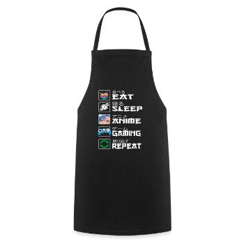 Manger Dormir Anime Gaming Répéter Kawaii Otaku Anime - Tablier de cuisine - noir - Devant - AI Model Male 185 dark (185cm)