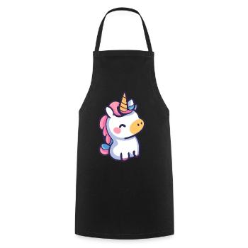 Niedliches Einhorn-Design - skurrile Cartoon-Kunst - Kochschürze - Schwarz - Vorne - AI Model Male 185 dark (185cm)