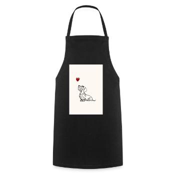 Wire-haired Dachshund with Heart Pastel - Cooking Apron - black - Front - AI Model Male 185 dark (185cm)