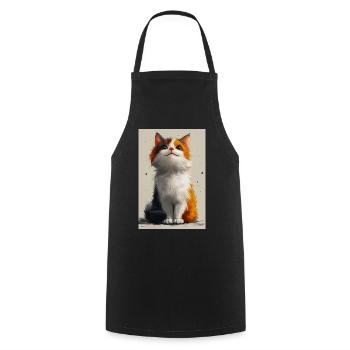 Niedliche Katze Illustration Poster - Kochschürze - Schwarz - Vorne - AI Model Male 185 dark (185cm)