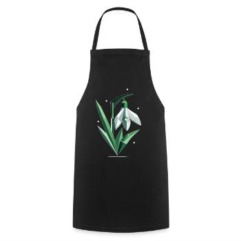 Delicate Polygonal Snowdrop Illustration - Cooking Apron - black - Front - AI Model Male 185 dark (185cm)