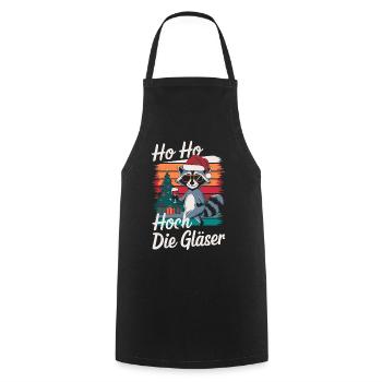 raton laveur Noël vin drôle de dicton - Tablier de cuisine - noir - Devant - AI Model Male 185 dark (185cm)