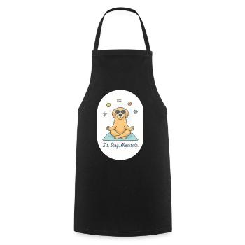 Zen Golden Retriever: Der flauschige Lebenscoach - Kochschürze - Schwarz - Vorne - AI Model Male 185 dark (185cm)