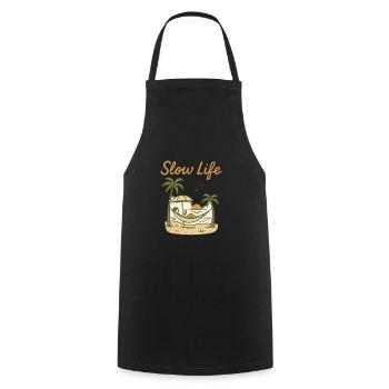 Slow Life Hammock at sunset - Cooking Apron - black - Front - AI Model Male 185 dark (185cm)