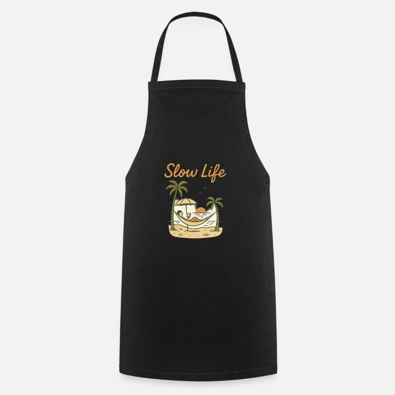 Slow Life Hammock at sunset - Cooking Apron - black