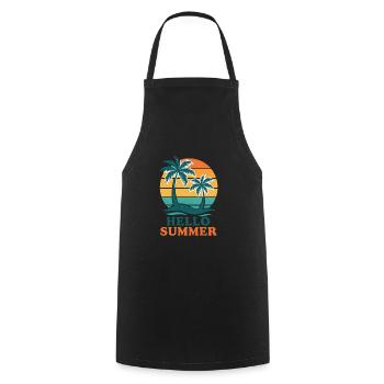 Strand mit Palmen und Sonnenuntergang - Kochschürze - Schwarz - Vorne - AI Model Male 185 dark (185cm)