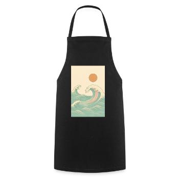 A summery picture by the sea - Cooking Apron - black - Front - AI Model Male 185 dark (185cm)