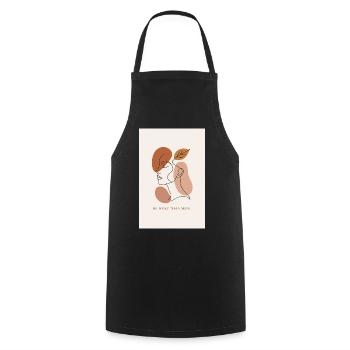 Portrait minimaliste avec une feuille et un message stimulants - Tablier de cuisine - noir - Devant - AI Model Male 185 dark (185cm)
