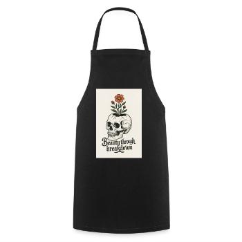 Floral Skull Artistic Design - Cooking Apron - black - Front - AI Model Male 185 dark (185cm)