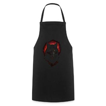 Dunkler Wolf, intensive Nachtkreatur, roter Heiligenschein - Kochschürze - Schwarz - Vorne - AI Model Male 185 dark (185cm)
