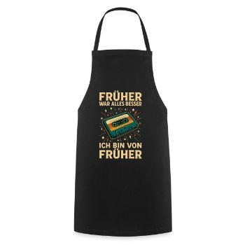 Retro Cassette Design for Nostalgia - Cooking Apron - black - Front - AI Model Male 185 dark (185cm)