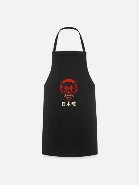 Oni Mask Japan Style – Aggressive Samurai Design - Cooking Apron - black