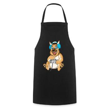 Berger allemand Gamer - Tablier de cuisine - noir - Devant - AI Model Male 185 dark (185cm)