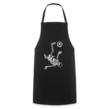 Skeleton with soccer ball makes overhead kick - Cooking Apron - black - Front - AI Model Male 185 dark (185cm)