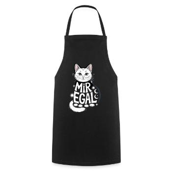 Mir Egal Katze Mond Sterne Humorvoller Stil - Kochschürze - Schwarz - Vorne - AI Model Male 185 dark (185cm)