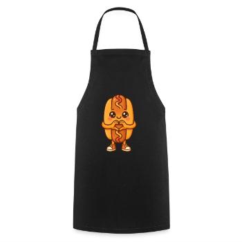Ami câlin au cœur de hot-dog - Tablier de cuisine - noir - Devant - AI Model Male 185 dark (185cm)