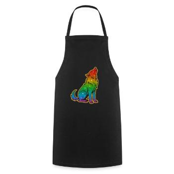 Heulender Regenbogenwolf Glitter Silhouette - Kochschürze - Schwarz - Vorne - AI Model Male 185 dark (185cm)