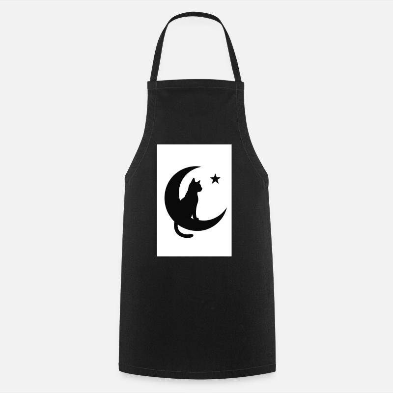Chat de lune sur l’ombre de la lune - Tablier de cuisine - noir