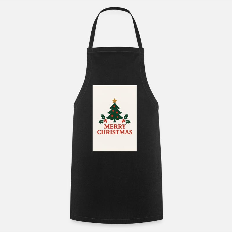 Joyeux Noël Sapin Rétro Rouge et Vert - Tablier de cuisine - noir